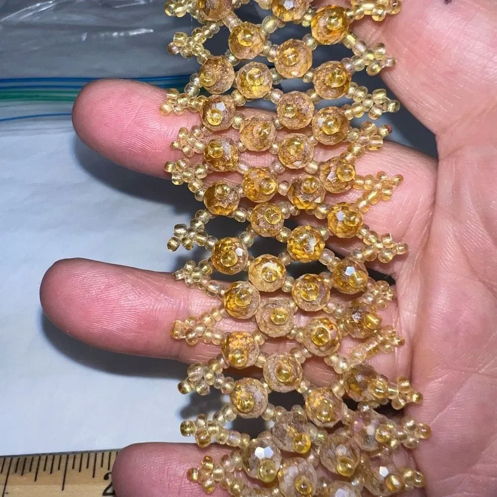 Vintage Faceted and‎ Seed Bead Braided Cuff Bracelet